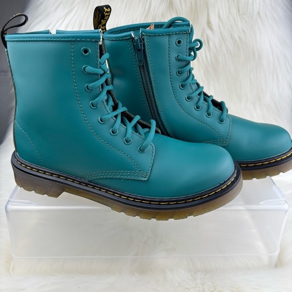 Dr. Martens Teal Combat Boots with Lace-Up Design Size 3 Kids - Picture 9 of 10